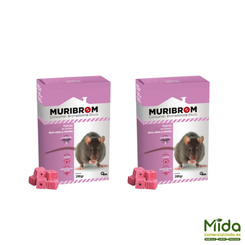 2 Cajas de 200Gr Quimunsa RATICIDA BLOQUE Consumer Bromadiolone