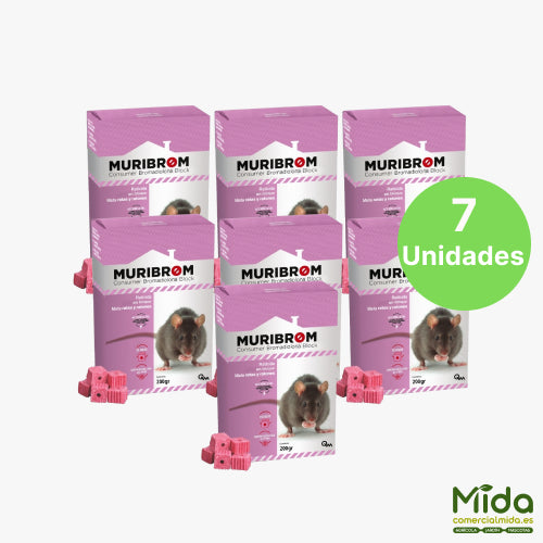 7 Cajas de 200Gr Quimunsa RATICIDA BLOQUE Consumer Bromadiolone
