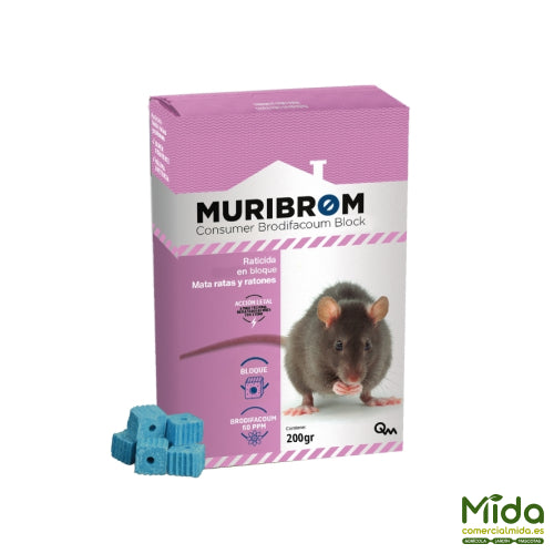Caja Quimunsa MURIBROM RATICIDA BLOQUE 200Gr