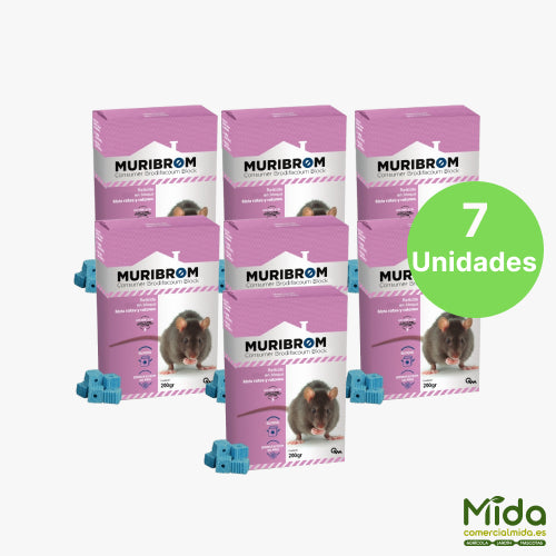 Pack 7 Cajas Quimunsa MURIBROM RATICIDA BLOQUE ESTUCHE