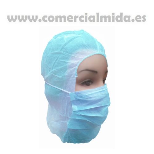 Capuz Polipropileno con Mascarilla Azul